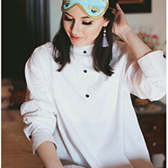 UTOPIAT Holly Tuxedo Sleep Shirt & Eye Mask Inspired By Breakfast At Tiffany's - Picture 1 of 15